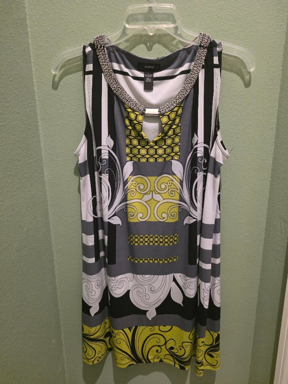 Alfani Cocktail/Evening Shift Dress with Beautiful Detailed Neckline Large